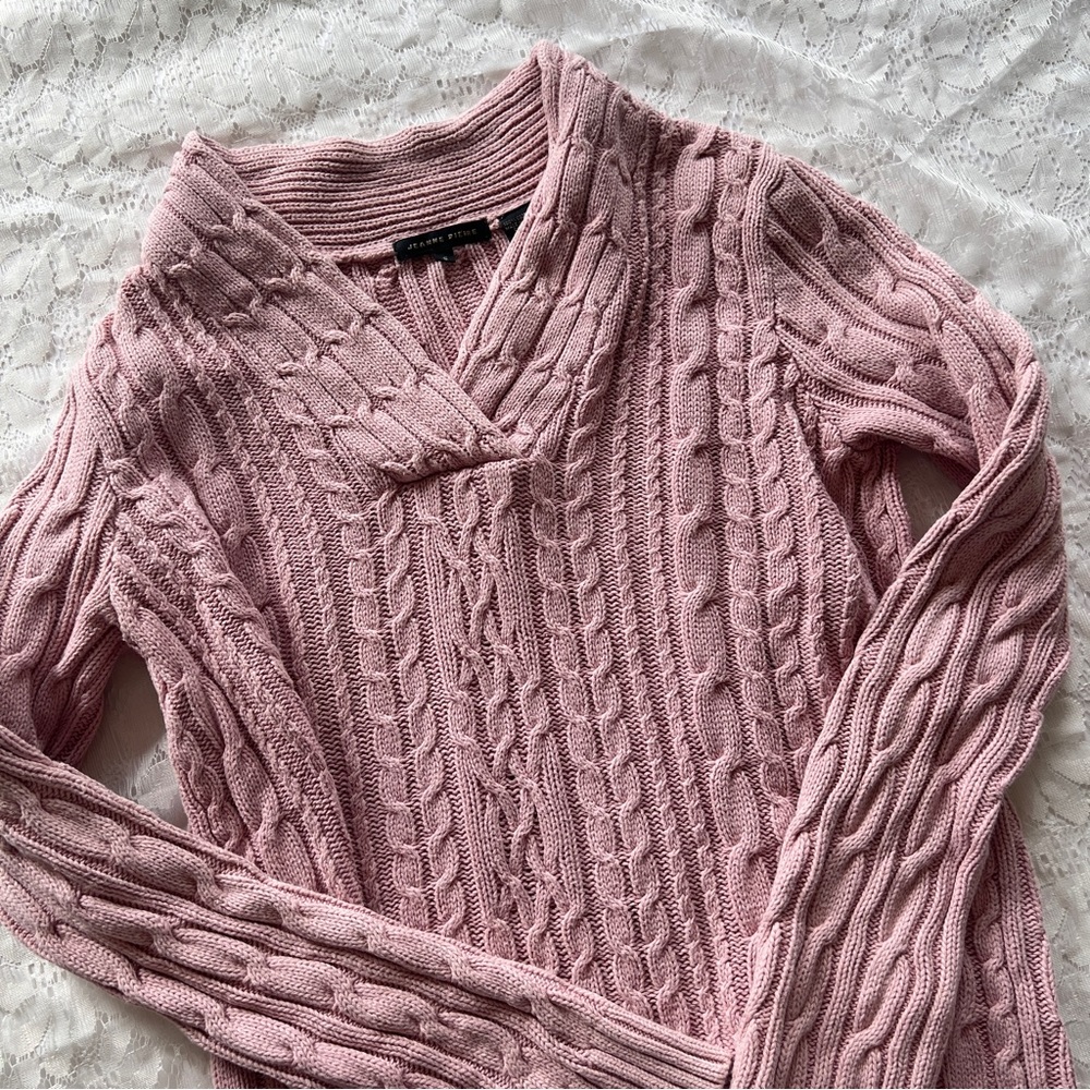 JEANNE PIERRE Pink Cable-Knit Sweater - Picture 2 of 5